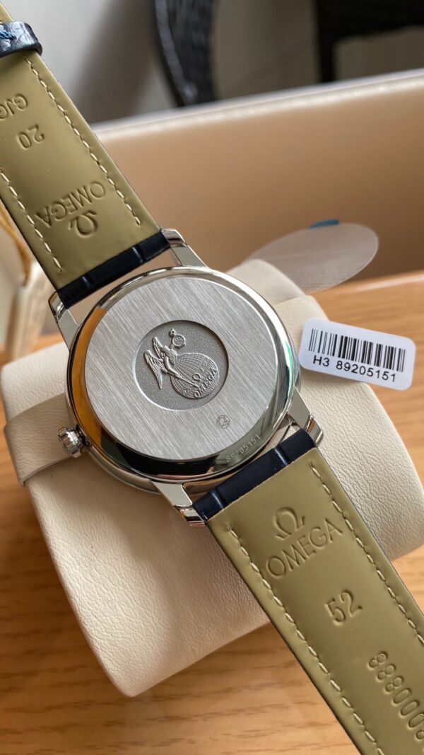 OMEGA De Ville Prestige 39.5mm SS A+ Factory 1:1 Best Edition White Dial Blue Markers on Blue Leather Strap A2500 - Best Replica Watches Store For Sale!