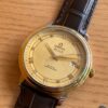 OMEGA De Ville Prestige 39.5mm YG/SS A+ Factory 1:1 Best Edition Yellow Dial YG Markers on Brown Leather Strap A2500 - Best Replica Watches Store For Sale!