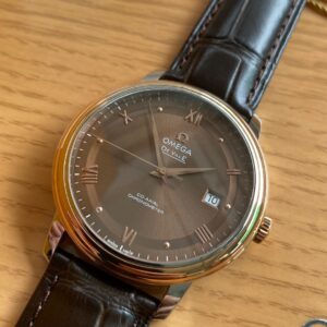 OMEGA De Ville Prestige 39.5mm RG/SS A+ Factory 1:1 Best Edition Brown Dial RG Markers - Best Replica Watches Store For Sale!