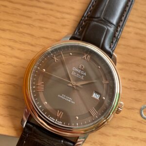 OMEGA De Ville Prestige 39.5mm RG/SS A+ Factory 1:1 Best Edition Brown Dial RG Markers - Best Replica Watches Store For Sale!