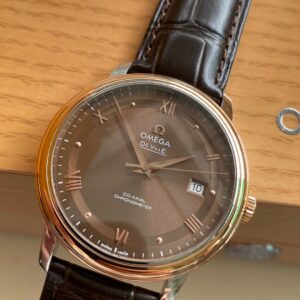 OMEGA De Ville Prestige 39.5mm RG/SS A+ Factory 1:1 Best Edition Brown Dial RG Markers - Best Replica Watches Store For Sale!