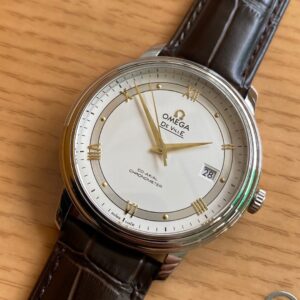 OMEGA De Ville Prestige 39.5mm YG/SS A+ Factory 1:1 Best Edition White Dial YG Markers on Brown Leather Strap A2500 - Best Replica Watches Store For Sale!