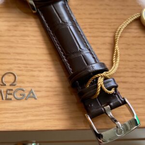 OMEGA De Ville Prestige 39.5mm YG/SS A+ Factory 1:1 Best Edition White Dial YG Markers on Brown Leather Strap A2500 - Best Replica Watches Store For Sale!