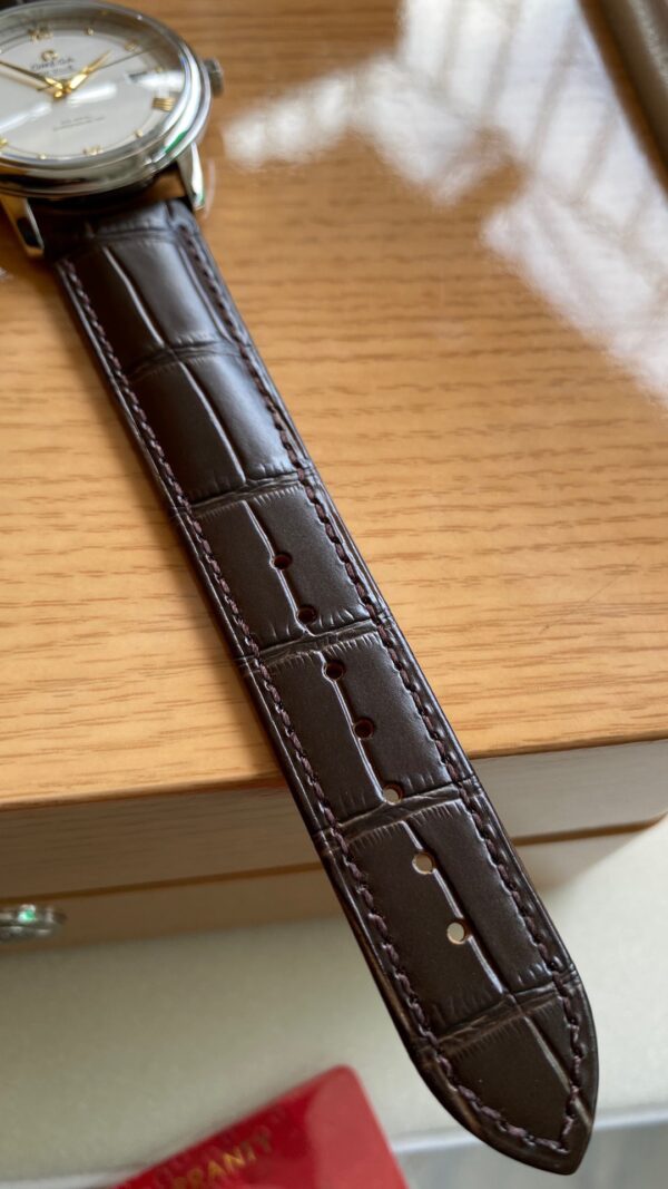 OMEGA De Ville Prestige 39.5mm YG/SS A+ Factory 1:1 Best Edition White Dial YG Markers on Brown Leather Strap A2500 - Best Replica Watches Store For Sale!