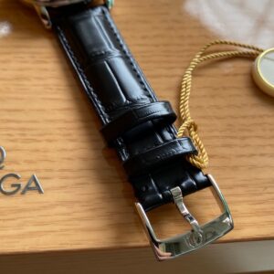 OMEGA De Ville Prestige 39.5mm SS A+ Factory 1:1 Best Edition Blue Dial Silver Markers on Black Leather Strap A2500 - Best Replica Watches Store For Sale!