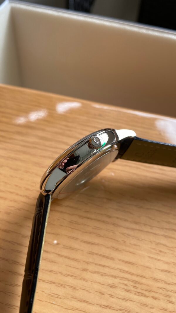 OMEGA De Ville Prestige 39.5mm SS A+ Factory 1:1 Best Edition Black Dial Sliver Markers on Black Leather Strap A2500 - Best Replica Watches Store For Sale!