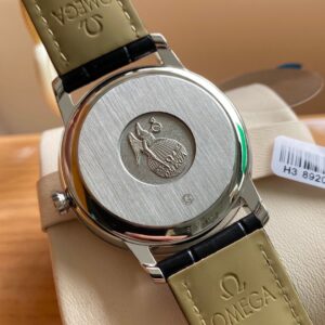OMEGA De Ville Prestige 39.5mm SS A+ Factory 1:1 Best Edition Black Dial Sliver Markers on Black Leather Strap A2500 - Best Replica Watches Store For Sale!