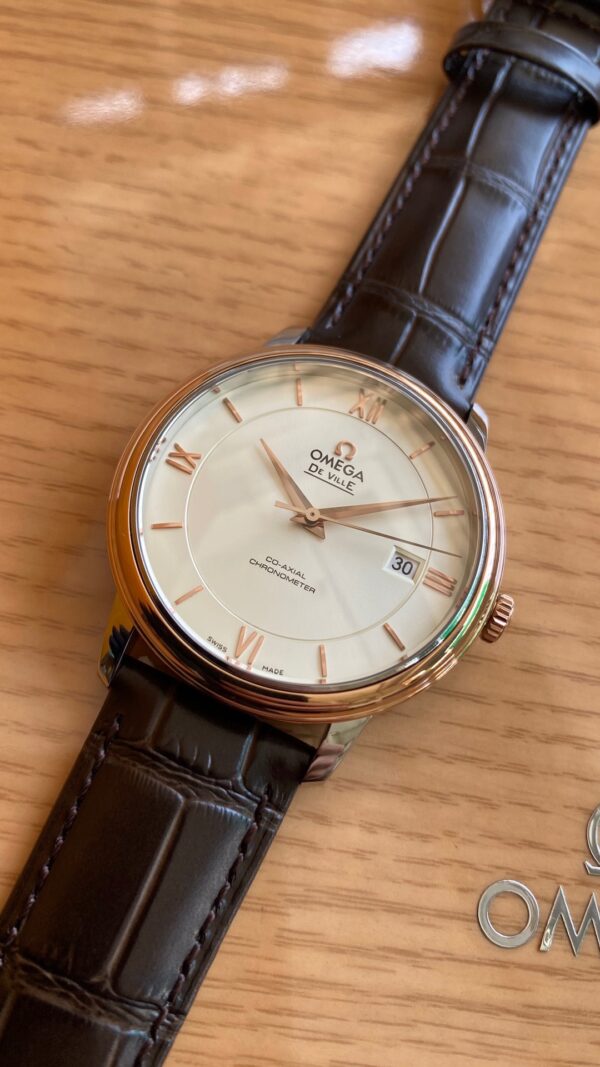 OMEGA De Ville Prestige 39.5mm RG/SS A+ Factory 1:1 Best Edition Wite Dial RG Markers - Best Replica Watches Store For Sale!