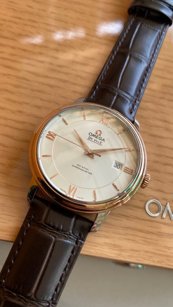 OMEGA De Ville Prestige 39.5mm RG/SS A+ Factory 1:1 Best Edition Wite Dial RG Markers - Best Replica Watches Store For Sale!