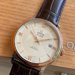 OMEGA De Ville Prestige 39.5mm RG/SS A+ Factory 1:1 Best Edition Wite Dial RG Markers - Best Replica Watches Store For Sale!