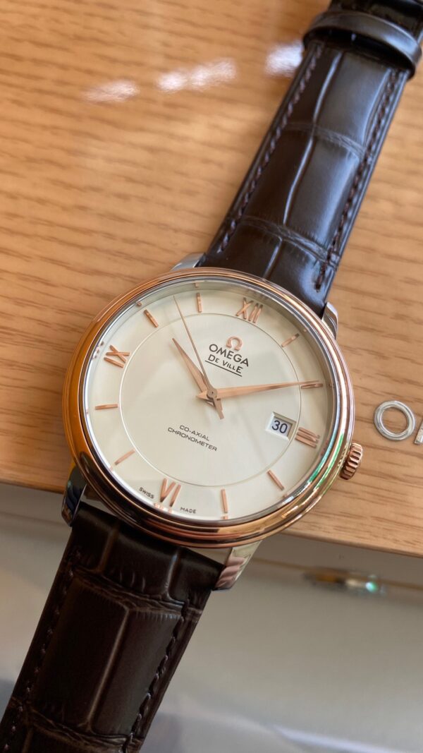 OMEGA De Ville Prestige 39.5mm RG/SS A+ Factory 1:1 Best Edition Wite Dial RG Markers - Best Replica Watches Store For Sale!
