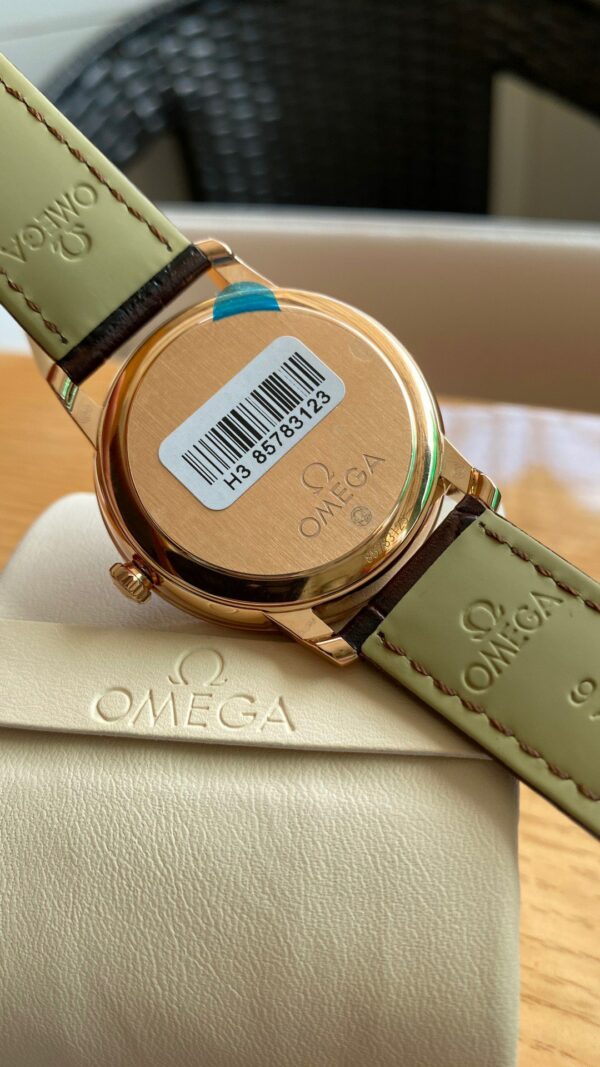 OMEGA De Ville Prestige 39.5mm RG/SS A+ Factory 1:1 Best Edition Blue Dial RG Markers on Brown Leather Strap A2500 - Best Replica Watches Store For Sale!