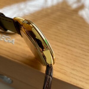OMEGA De Ville Prestige 39.5mm YG/SS A+ Factory 1:1 Best Edition Blue Dial YG Markers on Brown Leather Strap A2500 - Best Replica Watches Store For Sale!