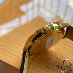 OMEGA De Ville Prestige 39.5mm YG/SS A+ Factory 1:1 Best Edition Blue Dial YG Markers on Brown Leather Strap A2500 - Best Replica Watches Store For Sale!