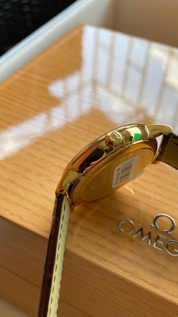 OMEGA De Ville Prestige 39.5mm YG/SS A+ Factory 1:1 Best Edition Blue Dial YG Markers on Brown Leather Strap A2500 - Best Replica Watches Store For Sale!