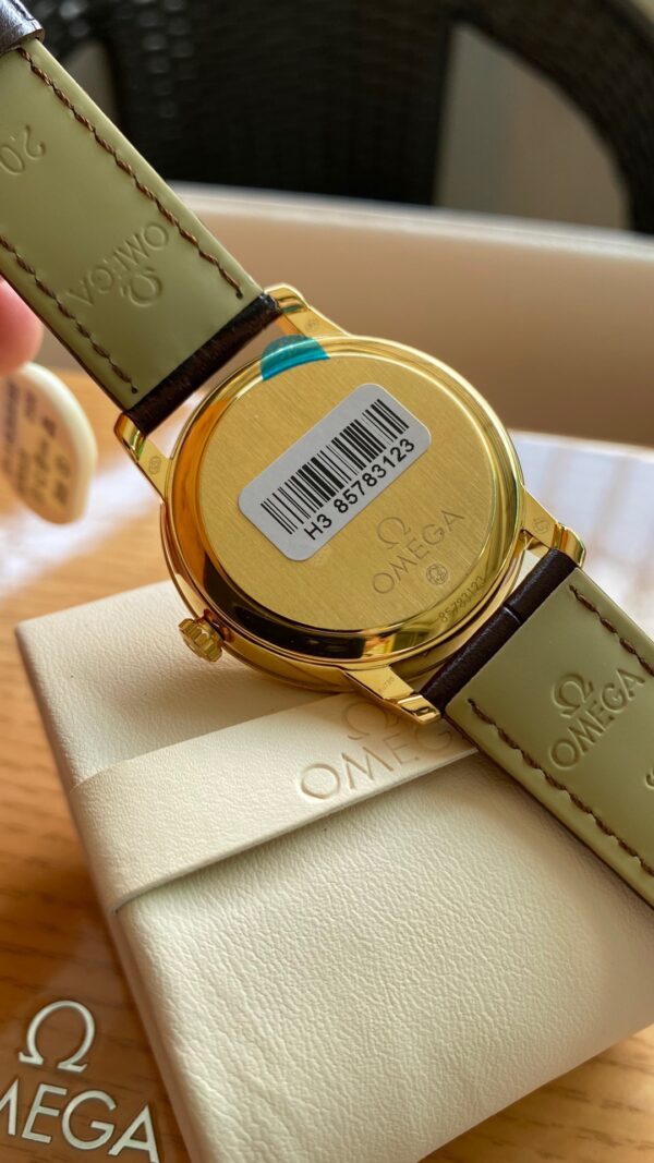 OMEGA De Ville Prestige 39.5mm YG A+ Factory 1:1 Best Edition Wite Dial YG Markers on Brown Leather Strap A2500 - Best Replica Watches Store For Sale!