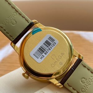 OMEGA De Ville Prestige 39.5mm YG A+ Factory 1:1 Best Edition Wite Dial YG Markers on Brown Leather Strap A2500 - Best Replica Watches Store For Sale!