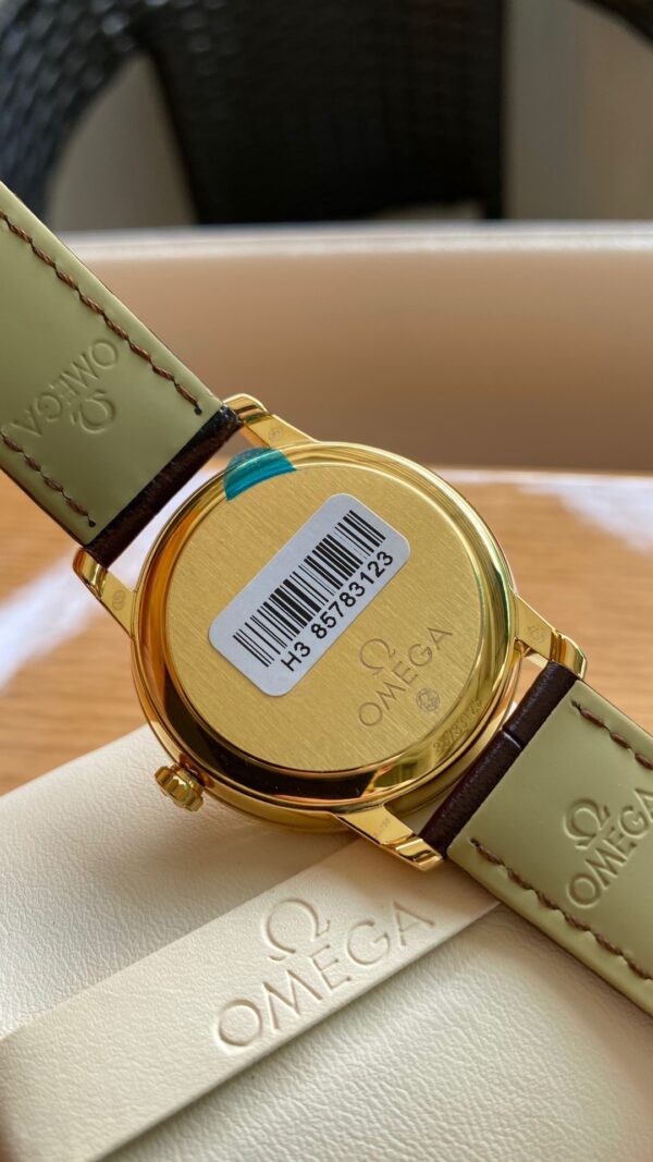 OMEGA De Ville Prestige 39.5mm YG A+ Factory 1:1 Best Edition Wite Dial YG Markers on Brown Leather Strap A2500 - Best Replica Watches Store For Sale!