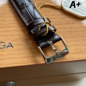OMEGA De Ville Prestige 39.5mm RG/SS A+ Factory 1:1 Best Edition White Granular Dial RG Markers on Black Leather Strap A2500 - Best Replica Watches Store For Sale!