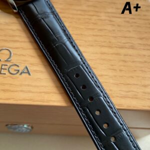 OMEGA De Ville Prestige 39.5mm SS A+ Factory 1:1 Best Edition Black Diamond-shaped Dial Silver Markers on Black Leather Strap A2500 - Best Replica Watches Store For Sale!