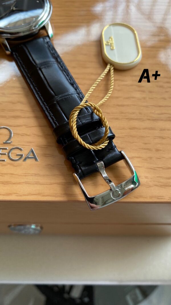 OMEGA De Ville Prestige 39.5mm SS A+ Factory 1:1 Best Edition Black Diamond-shaped Dial Silver Markers on Black Leather Strap A2500 - Best Replica Watches Store For Sale!