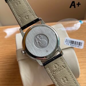 OMEGA De Ville Prestige 39.5mm SS A+ Factory 1:1 Best Edition Black Diamond-shaped Dial Silver Markers on Black Leather Strap A2500 - Best Replica Watches Store For Sale!