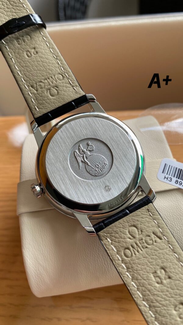 OMEGA De Ville Prestige 39.5mm SS A+ Factory 1:1 Best Edition Black Diamond-shaped Dial Silver Markers on Black Leather Strap A2500 - Best Replica Watches Store For Sale!