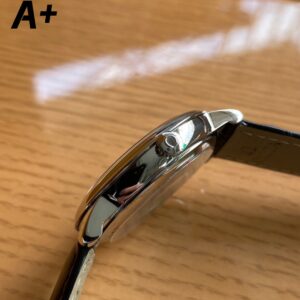 OMEGA De Ville Prestige 39.5mm SS A+ Factory 1:1 Best Edition White Diamond-shaped Dial Silver Markers on Black Leather Strap A2500 - Best Replica Watches Store For Sale!