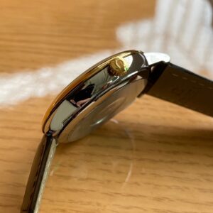 OMEGA De Ville Prestige 39.5mm YG/SS A+ Factory 1:1 Best Edition Yellow Granular Dial YG Markers on Black Leather Strap A2500 - Best Replica Watches Store For Sale!