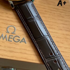 OMEGA De Ville Prestige 39.5mm YG/SS A+ Factory 1:1 Best Edition Yellow Granular Dial YG Markers on Black Leather Strap A2500 - Best Replica Watches Store For Sale!