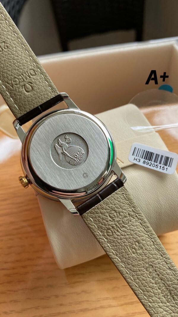 OMEGA De Ville Prestige 39.5mm YG/SS A+ Factory 1:1 Best Edition Yellow Granular Dial YG Markers on Black Leather Strap A2500 - Best Replica Watches Store For Sale!