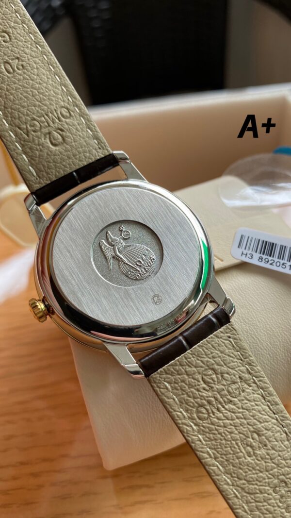 OMEGA De Ville Prestige 39.5mm YG/SS A+ Factory 1:1 Best Edition Yellow Granular Dial YG Markers on Black Leather Strap A2500 - Best Replica Watches Store For Sale!
