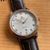 OMEGA De Ville Prestige 39.5mm RG/SS A+ Factory 1:1 Best Edition White Granular Dial RG Markers on Black Leather Strap A2500 - Best Replica Watches Store For Sale!