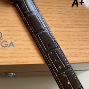 OMEGA De Ville Prestige 39.5mm RG/SS A+ Factory 1:1 Best Edition White Granular Dial RG Markers on Black Leather Strap A2500 - Best Replica Watches Store For Sale!