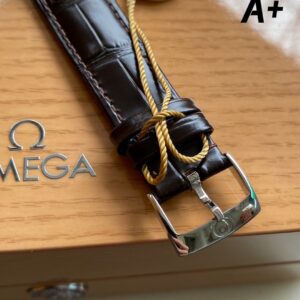 OMEGA De Ville Prestige 39.5mm RG/SS A+ Factory 1:1 Best Edition White Granular Dial RG Markers on Black Leather Strap A2500 - Best Replica Watches Store For Sale!