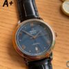 OMEGA De Ville Prestige 39.5mm RG/SS A+ Factory 1:1 Best Edition Blue Granular Dial RG Markers on Black Leather Strap A2500 - Best Replica Watches Store For Sale!