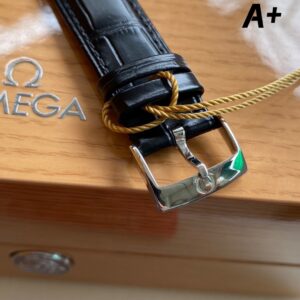 OMEGA De Ville Prestige 39.5mm RG/SS A+ Factory 1:1 Best Edition Blue Granular Dial RG Markers on Black Leather Strap A2500 - Best Replica Watches Store For Sale!