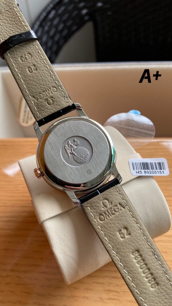 OMEGA De Ville Prestige 39.5mm RG/SS A+ Factory 1:1 Best Edition Blue Granular Dial RG Markers on Black Leather Strap A2500 - Best Replica Watches Store For Sale!