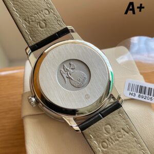 OMEGA De Ville Prestige 39.5mm SS A+ Factory 1:1 Best Edition Black Granular Dial Silver Markers on Black Leather Strap A2500 - Best Replica Watches Store For Sale!