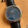 OMEGA De Ville Prestige 39.5mm SS A+ Factory 1:1 Best Edition Blue Granular Dial RG Markers on Black Leather Strap A2500 - Best Replica Watches Store For Sale!