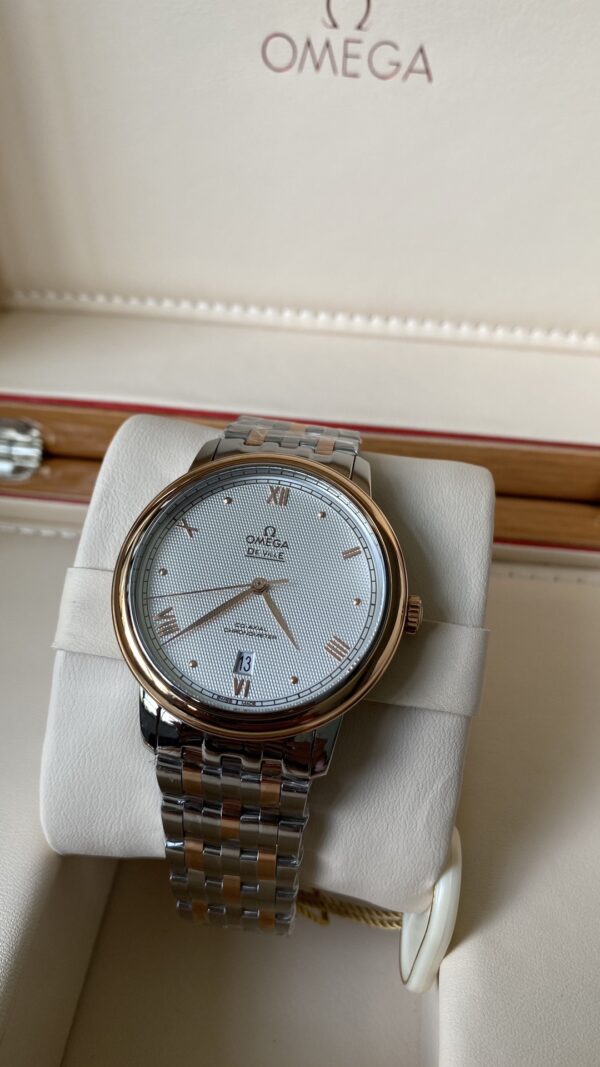 OMEGA De Ville Prestige 39.5mm RG/SS A+ Factory 1:1 Best Edition White Granular Dial RG Markers on Stainless Steel Strap A2500 - Best Replica Watches Store For Sale!