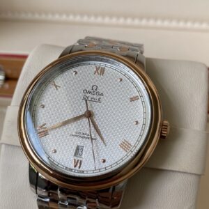OMEGA De Ville Prestige 39.5mm RG/SS A+ Factory 1:1 Best Edition White Granular Dial RG Markers on Stainless Steel Strap A2500 - Best Replica Watches Store For Sale!
