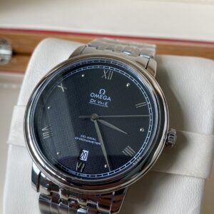 OMEGA De Ville Prestige 39.5mm SS A+ Factory 1:1 Best Edition Black Granular Dial Silver Markers on Stainless Steel Strap A2500 - Best Replica Watches Store For Sale!