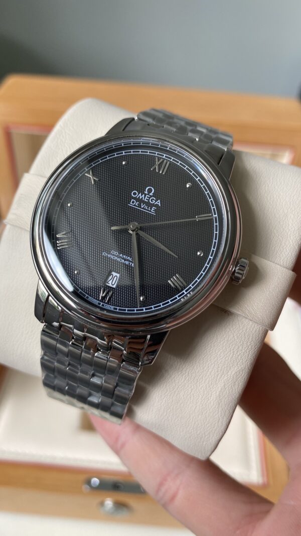 OMEGA De Ville Prestige 39.5mm SS A+ Factory 1:1 Best Edition Black Granular Dial Silver Markers on Stainless Steel Strap A2500 - Best Replica Watches Store For Sale!