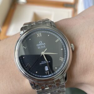 OMEGA De Ville Prestige 39.5mm SS A+ Factory 1:1 Best Edition Black Granular Dial Silver Markers on Stainless Steel Strap A2500 - Best Replica Watches Store For Sale!