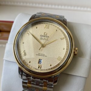 OMEGA De Ville Prestige 39.5mm YG/SS A+ Factory 1:1 Best Edition Yellow Granular Dial YG Markers on Stainless Steel Strap A2500 - Best Replica Watches Store For Sale!