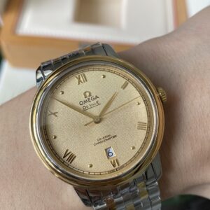 OMEGA De Ville Prestige 39.5mm YG/SS A+ Factory 1:1 Best Edition Yellow Granular Dial YG Markers on Stainless Steel Strap A2500 - Best Replica Watches Store For Sale!