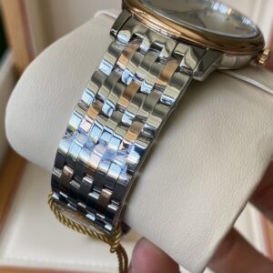 OMEGA De Ville Prestige 39.5mm RG/SS A+ Factory 1:1 Best Edition Yellow Granular Dial RG Markers on Stainless Steel Strap A2500 - Best Replica Watches Store For Sale!