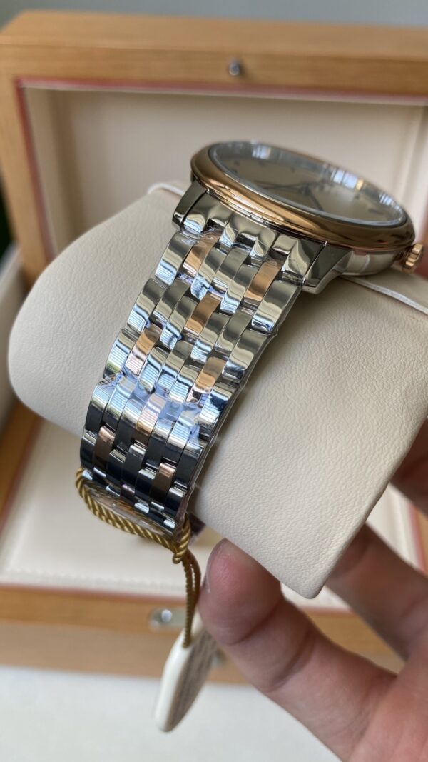 OMEGA De Ville Prestige 39.5mm RG/SS A+ Factory 1:1 Best Edition Yellow Granular Dial RG Markers on Stainless Steel Strap A2500 - Best Replica Watches Store For Sale!