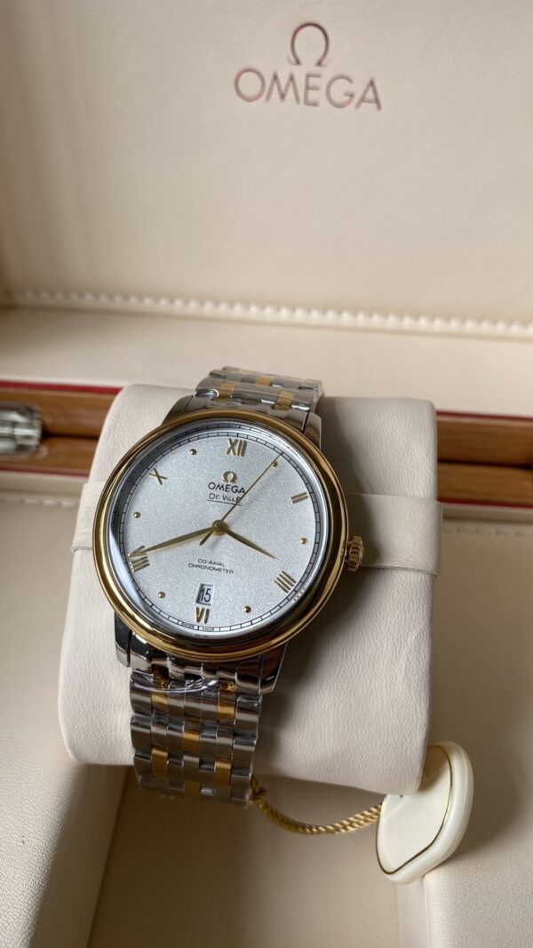 OMEGA De Ville Prestige 39.5mm RG/SS A+ Factory 1:1 Best Edition White Granular Dial RG Markers on Stainless Steel Strap A2500 - Best Replica Watches Store For Sale!